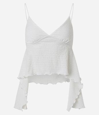 Blusa Curta Texturizada com Alças Finas e Pontas