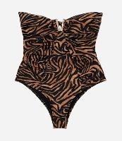 Maiô Bandeau com Estampa Animal Print Zebrado e Alças Removíveis - 1