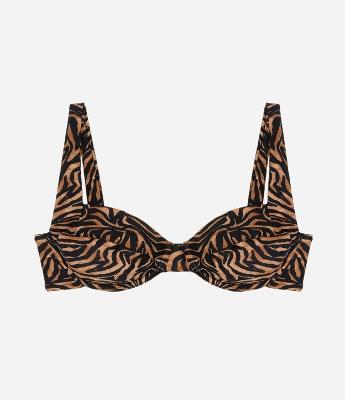 Biquíni Top Meia Taça em Microfibra com Estampa Animal Print Zebra
