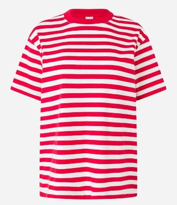 Camiseta Oversized em Algodão com Listras Horizontais