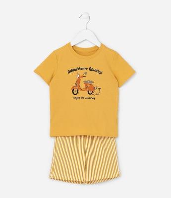 Conjunto Infantil com Estamoa Motocicleta - Tam 1 a 6 Anos