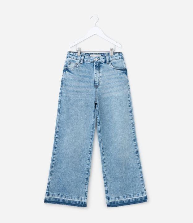 Calça Wide Infantil em Jeans com Barra Desfiada - Tam 5 a 14 Anos - 1
