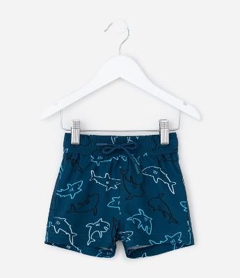 Bermuda Infantil com Estampa de Tubarão - Tam 1 a 6 Anos