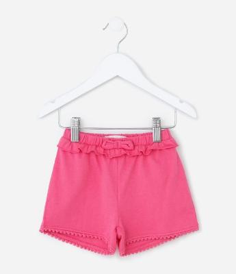 Short Infantil com Babadinho e Pompons - Tam 1 a 5 Anos
