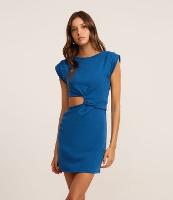 Vestido Curto em Viscose com Ombreiras e Recortes - 1