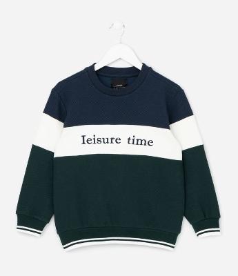 Casaco Infantil em Moletom Texturizado com Lettering - Tam 5 a 14 Anos