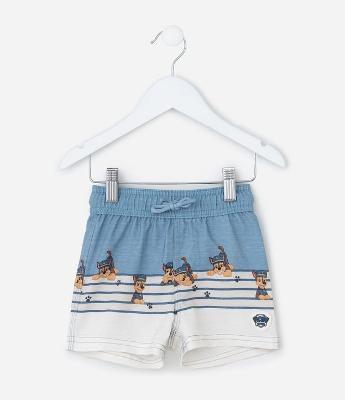 Bermuda Infantil com Estampa Listras Patrulha Canina - Tam 1 a 6 Anos