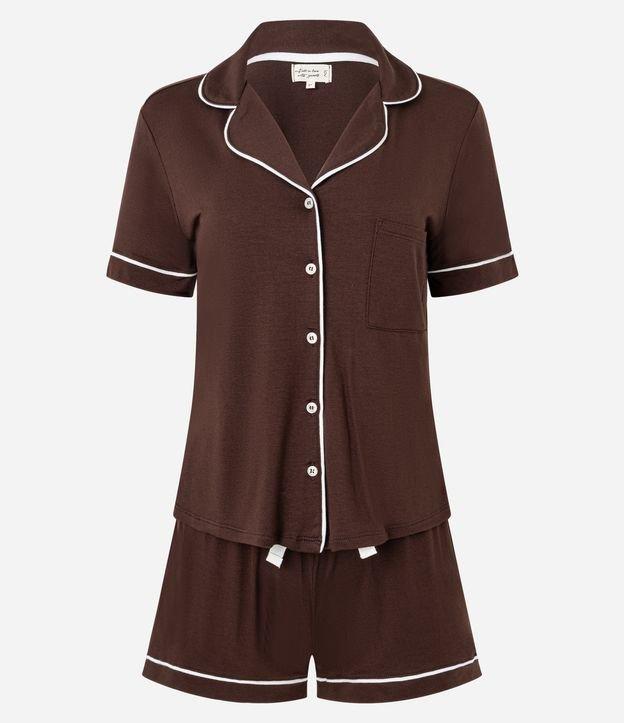 Pijama Short Doll Americano em Viscolycra com Vieses Contrastantes - 1