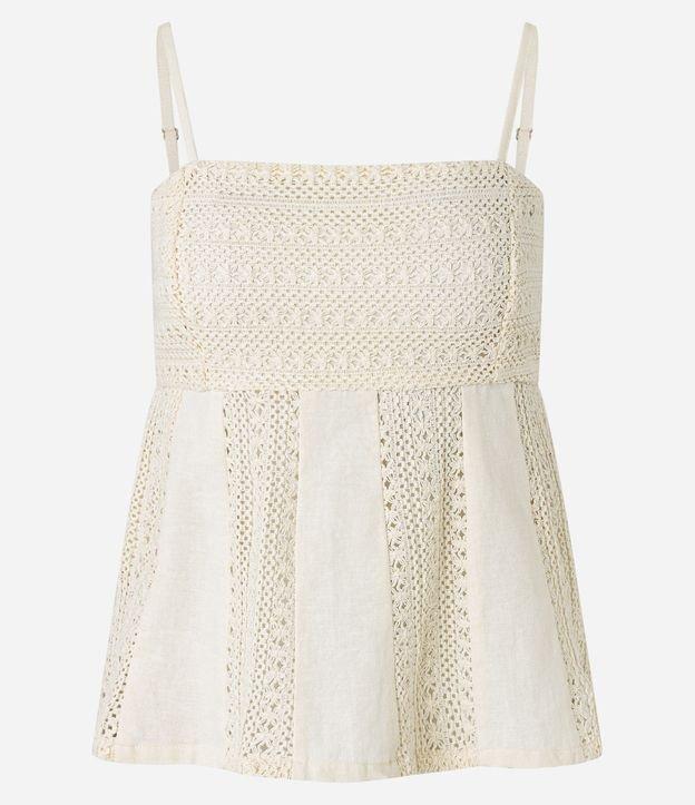 Blusa Curta em Renda Guipire com Alcinha - 1
