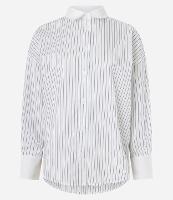 Camisa Oversized em Tricoline com Listras de Fio Tinto - 1