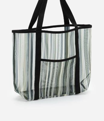 Bolsa de Praia Grande em Tela Listrada