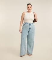 Calça Wide Leg em Jeans com Aplicação de Strass Curve & Plus Size - 2