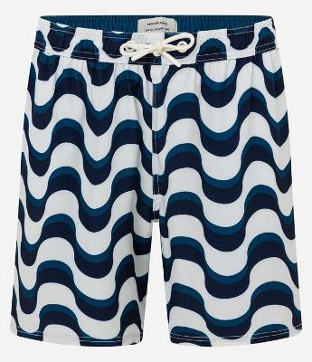 Bermuda de Banho em Ripstop com Estampa de  Onda