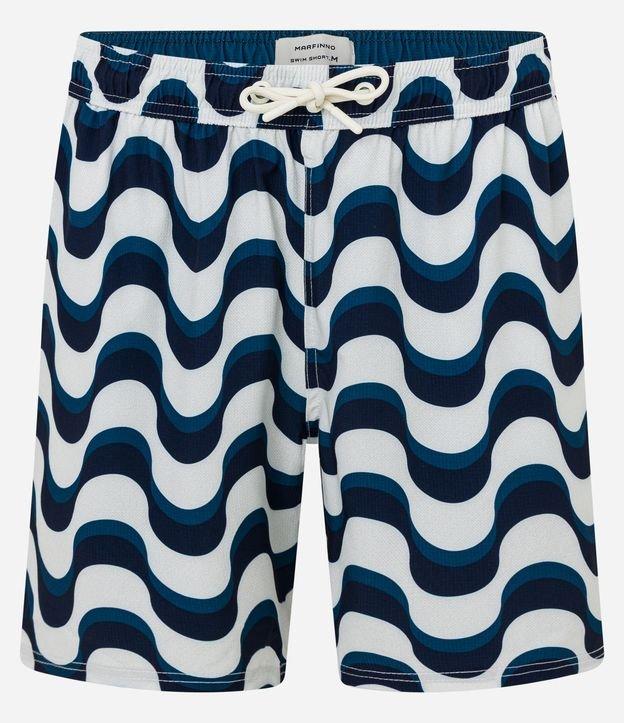 Bermuda de Banho em Ripstop com Estampa de  Onda - 1
