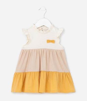 Vestido Infantil com Babados Maria e Lacinho - Tam 0 a 18 meses