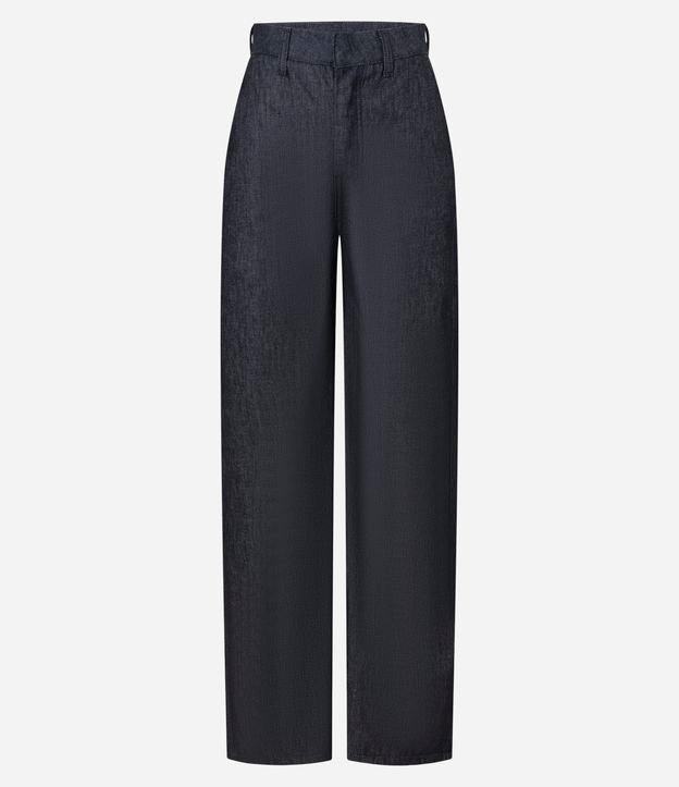 Calça Wide Leg Cintura Alta em Jeans com Cós Alfaiatado - 1