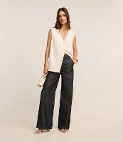 Calça Wide Leg Cintura Alta em Jeans com Cós Alfaiatado - 2