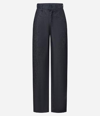 Calça Wide Leg Cintura Alta em Jeans com Cós Alfaiatado