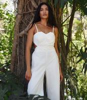 Macacão de Alça em Sarja com Flor de Tecido - 2