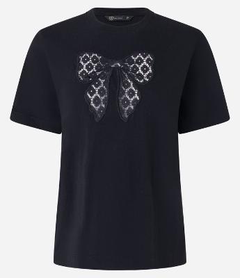 Blusa em Algodão com Laço Vazado e Flores de Renda