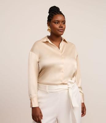 Camisa em Cetim Curve & Plus Size