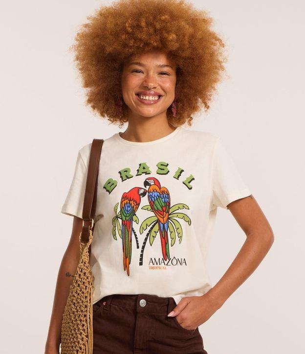 Camiseta T-Shirt em Algodão com Estampa de Araras e Lettering Brasil Amazônia - 2