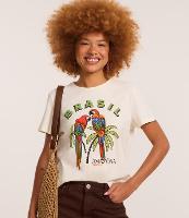 Camiseta T-Shirt em Algodão com Estampa de Araras e Lettering Brasil Amazônia - 2