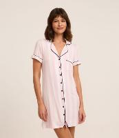 Camisola Americana em Viscose com Estampa Listrada e Detalhes Contrastantes - 1