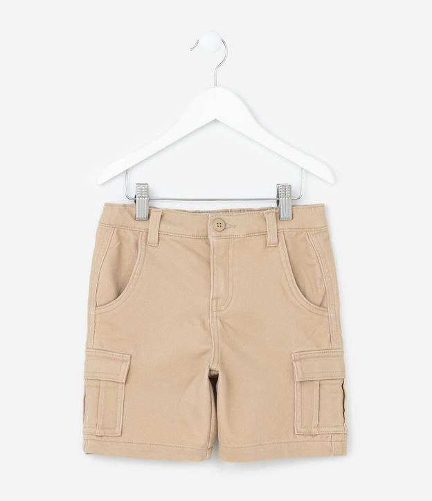 Bermuda Infantil em Sarja Liso com Bolsinhos Cargo - Tam 5 a 14 Anos - 1