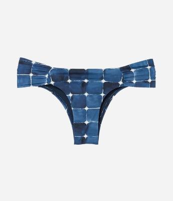 Biquíni Calcinha Lateral Drapeada em Microfibra com Estampa Aquarelada