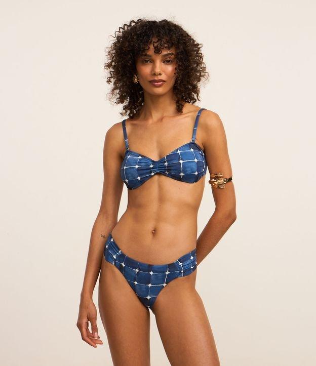 Biquíni Calcinha Lateral Drapeada em Microfibra com Estampa Aquarelada - 2