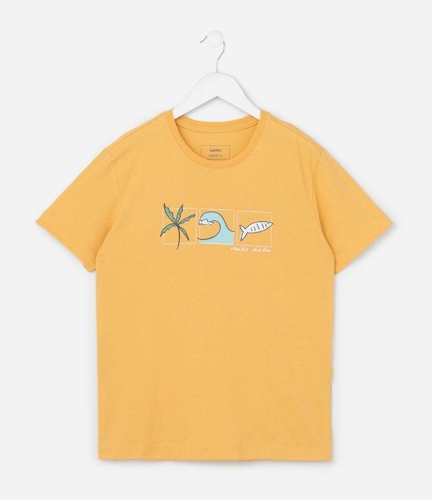 Camiseta Infantil com Estampa Praia - Tam 5 a 14 Anos - 1