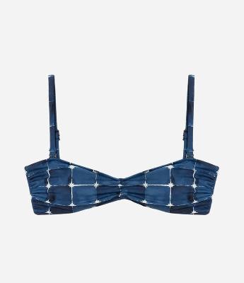 Biquíni Top Bandeau em Microfibra com Estampa Aquarelada e Alças Removíveis