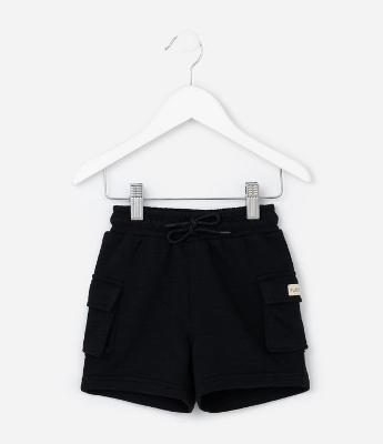 Bermuda Infantil em Moletom com Bolso Cargo - Tam 1 a 6 Anos