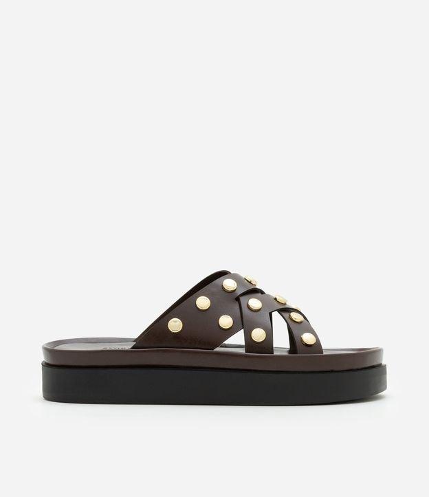 Sandália Rasteira Flatform com Tachinhas - 1