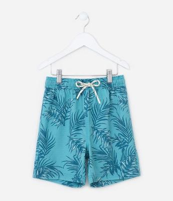 Bermuda Infantil com Estampa Folhagens - Tam 5 a 14 Anos