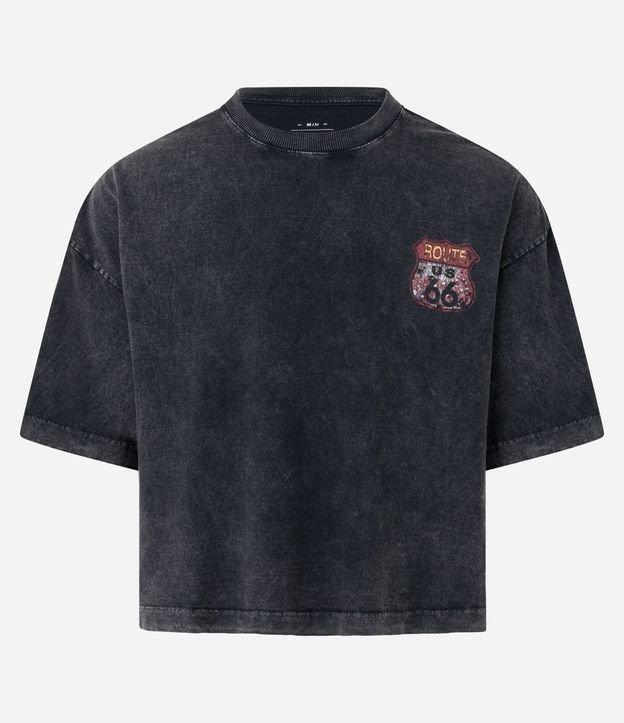 Camiseta Oversized em Algodão com Estampa de Placas Marmorizada - 1