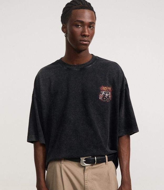 Camiseta Oversized em Algodão com Estampa de Placas Marmorizada - 2
