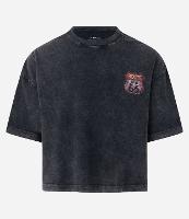 Camiseta Oversized em Algodão com Estampa de Placas Marmorizada - 1