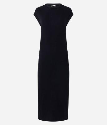 Vestido Longo Canelado em Ribana com Fenda na Barra