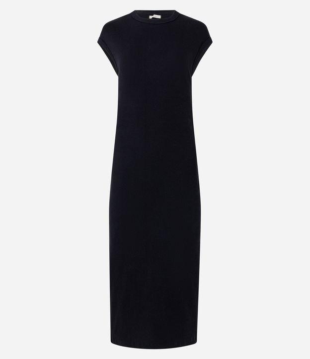 Vestido Longo Canelado em Ribana com Fenda na Barra - 1