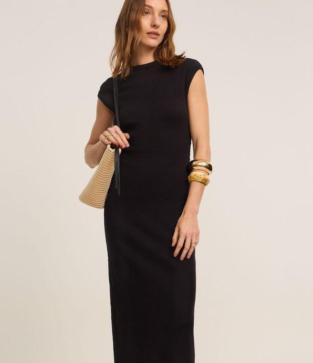 Vestido Longo Canelado em Ribana com Fenda na Barra - 2