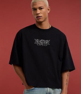 Camiseta Oversized em Algodão com Estampa Tribal