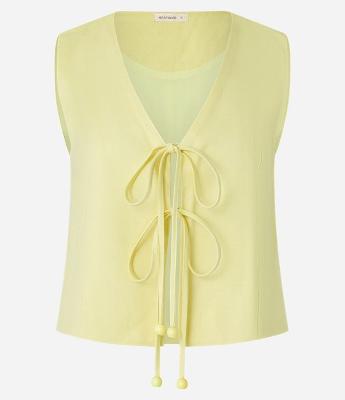 Colete em Viscolinho com Decote V Amarração