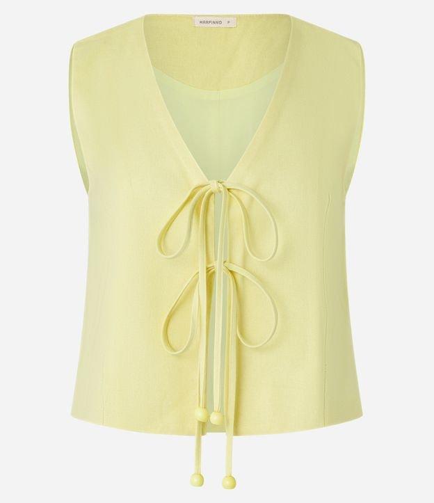 Colete em Viscolinho com Decote V Amarração - 1