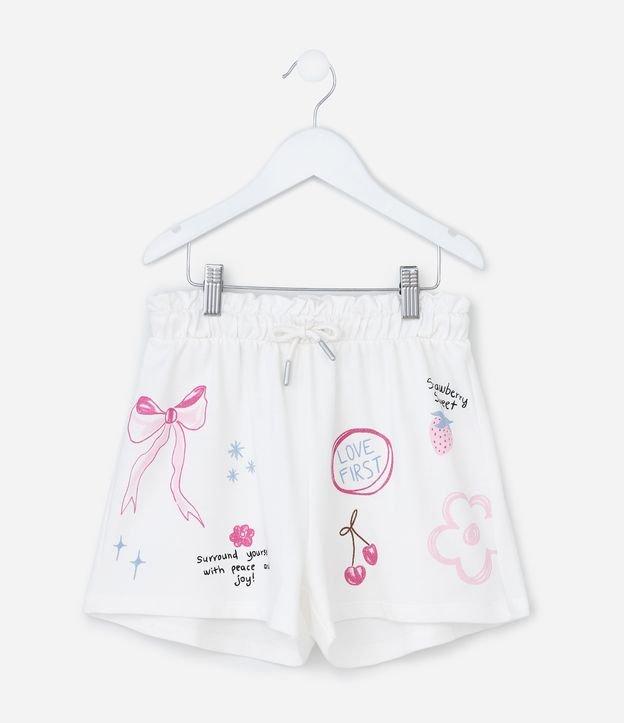 Short Regular Infantil com Estampa de Ícones Sweet Doodles - Tam 5 a 14 Anos - 1