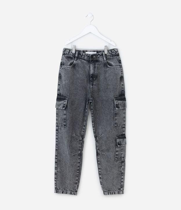 Calça Slouchy Infantil em Jeans com Bolso Cargo - Tam 5 a 14 Anos - 1