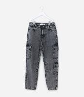 Calça Slouchy Infantil em Jeans com Bolso Cargo - Tam 5 a 14 Anos - 1