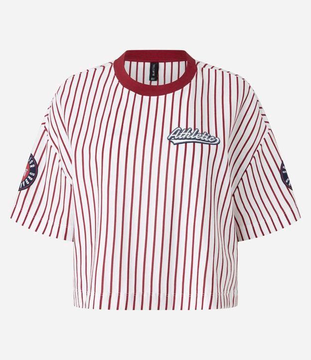 Camiseta Boxy com Estampa Listrada - 1