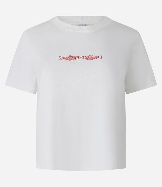 Blusa Baby em Algodão com Estampa Bordada de Peixes - 1